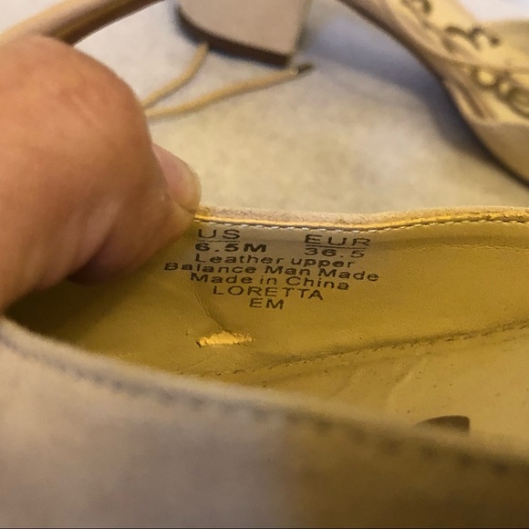 Sam Edelman Suede Leather Loretta Pumps in Natural Naked Cream lace up 6.5 - Picture 13 of 13